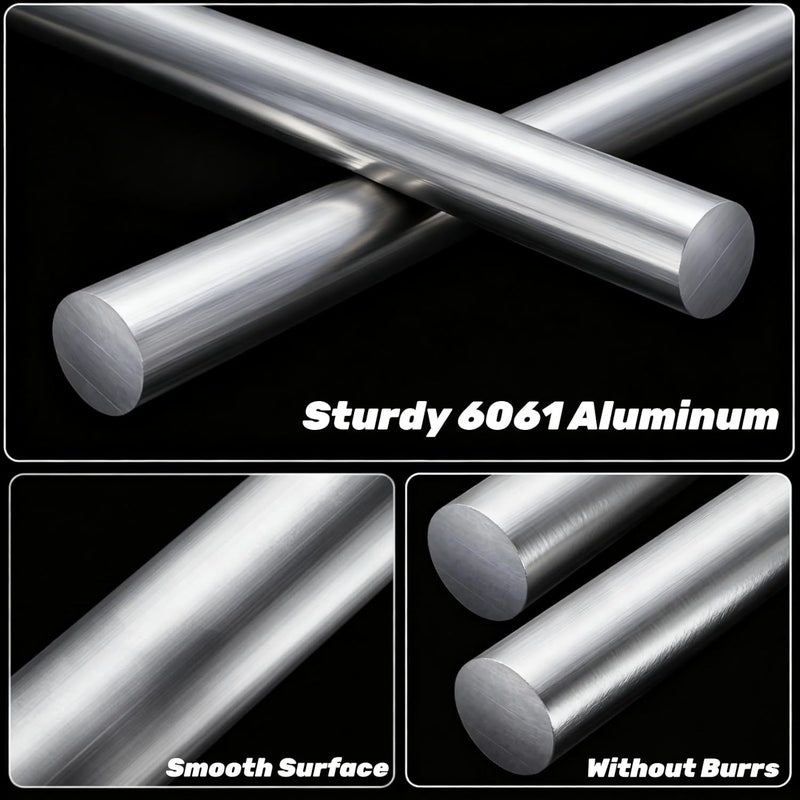 Tlence 2 Pack 1 Inch Diameter Round Aluminum Rod, 13" Long 6061 Aluminum Bar, T6511 Extruded Lathe Bar Stock, Solid Metal Material for Industrial, DIY Craft - Image 5